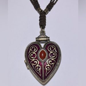 Large Pendant Locket in lacquer and bronze 3” long & 2” wide…Locket opens!